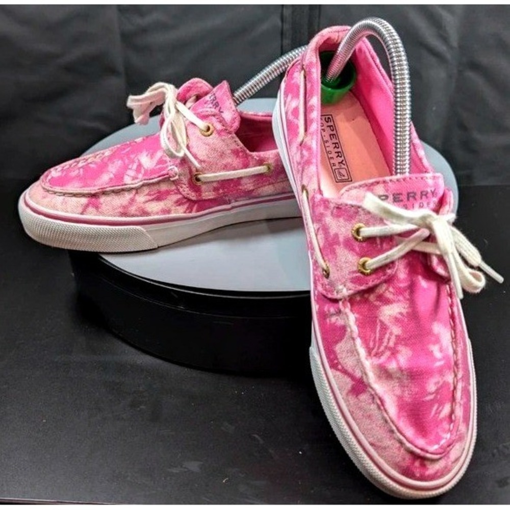 Sperry Top-Sider Women's Boat Shoes Sz 8M Pink White Tie Dye Canvas 9776709